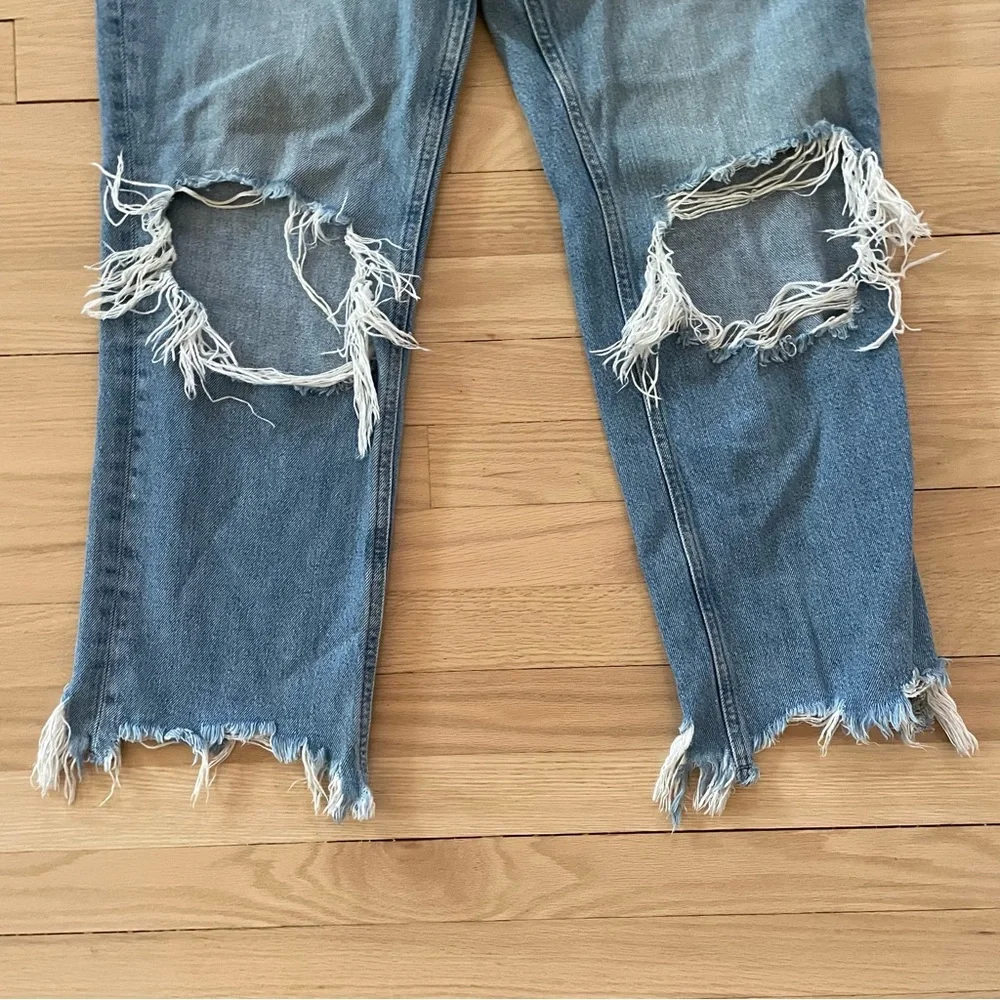 We The Free Destroyed Maggie Straight Light Wash Jeans 28 - Picture 4 of 15
